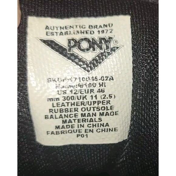 Pony M-100 Hi Black Red Men Size 12 Vintage main image 8